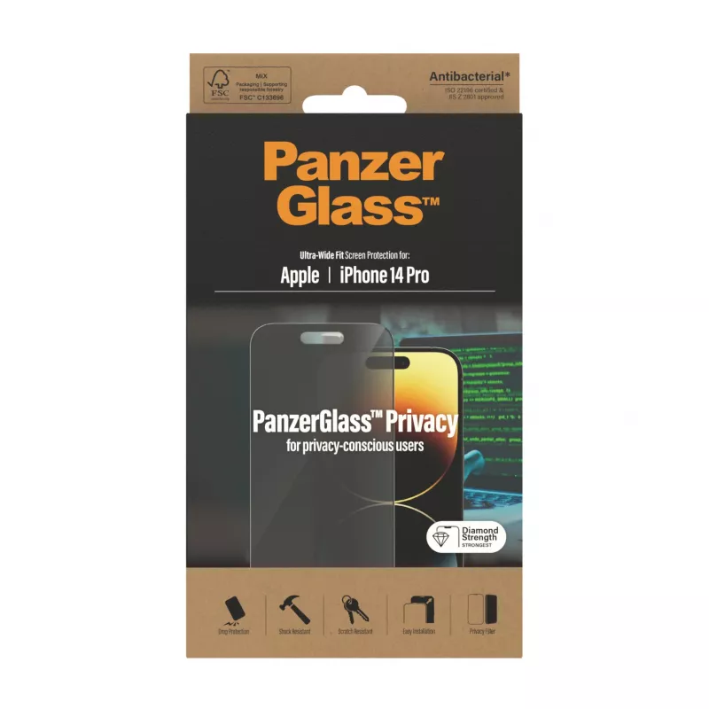 PanzerGlass ® Privacy Screen Protector iPhone 14 Pro | Ultra-Wide Fit
