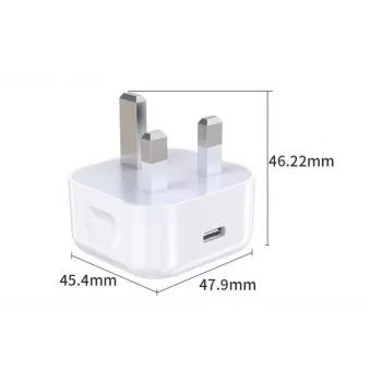eSTUFF Home Charger USB-C PD 3A 20W, UK Plug - White