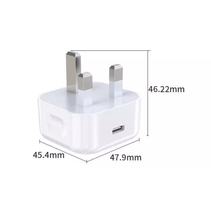 eSTUFF Home Charger USB-C PD 3A 20W, UK Plug - White