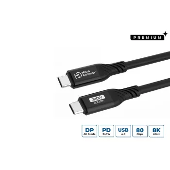 Microconnect USB4CC1-240W-80GBPS USB cable USB4 Gen 3x2 1 m USB C Black