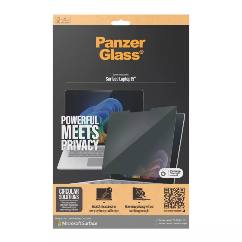 PanzerGlass ® Privacy Screen Protector Microsoft Surface Laptop 7th Edition 15'' | Ultra-Wide Fit