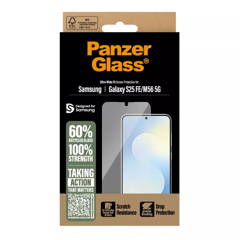 PanzerGlass ® Screen Protector Samsung Galaxy S25 FE 5G | M56 5G | Ultra-Wide Fit