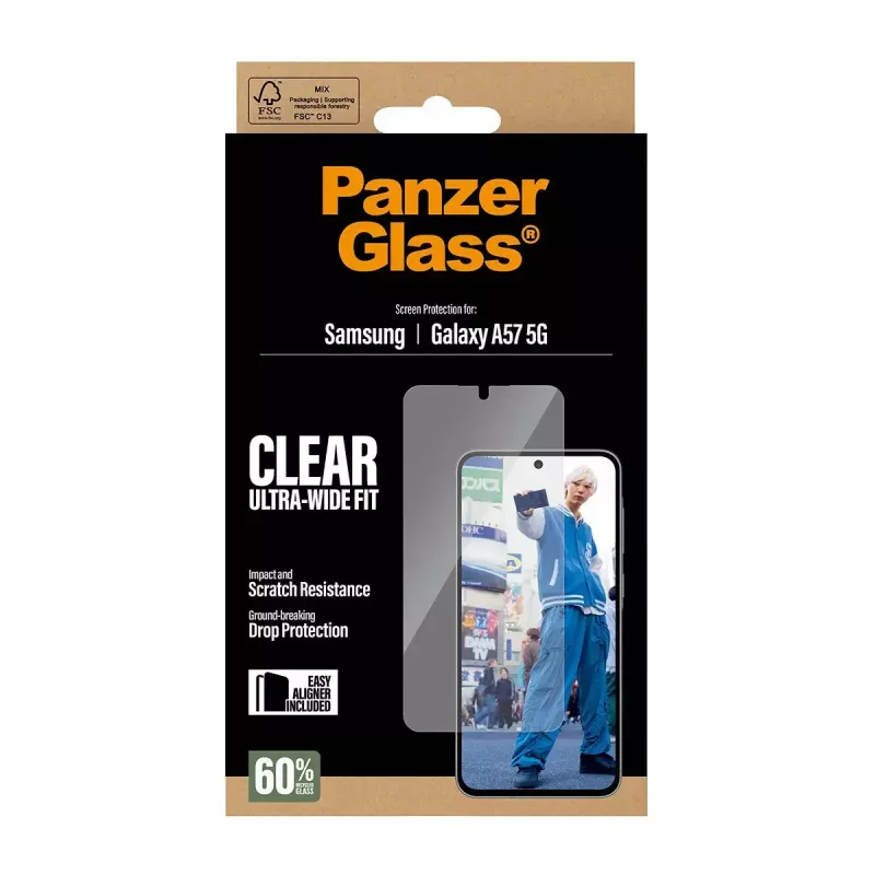 Screen Protector PanzerGlass Ultra-Wide Fit for Samsung Galaxy A57 5G — Clear, Scratch Resistant