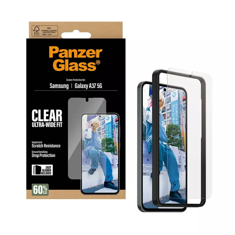 PanzerGlass Screen Protector Ultra-Wide Fit for Samsung Galaxy A37 5G — Clear, scratch-resistant