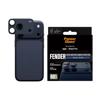 Camera protector PanzerGlass Fender Deep Blue for iPhone 17 Pro, silicone, scratch- and shock-resistant
