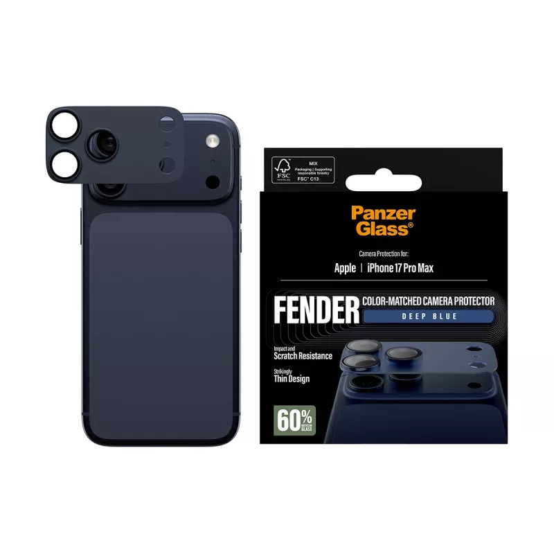 Camera protector PanzerGlass Fender Deep Blue for iPhone 17 Pro Max, silicone, scratch- and shock-resistant