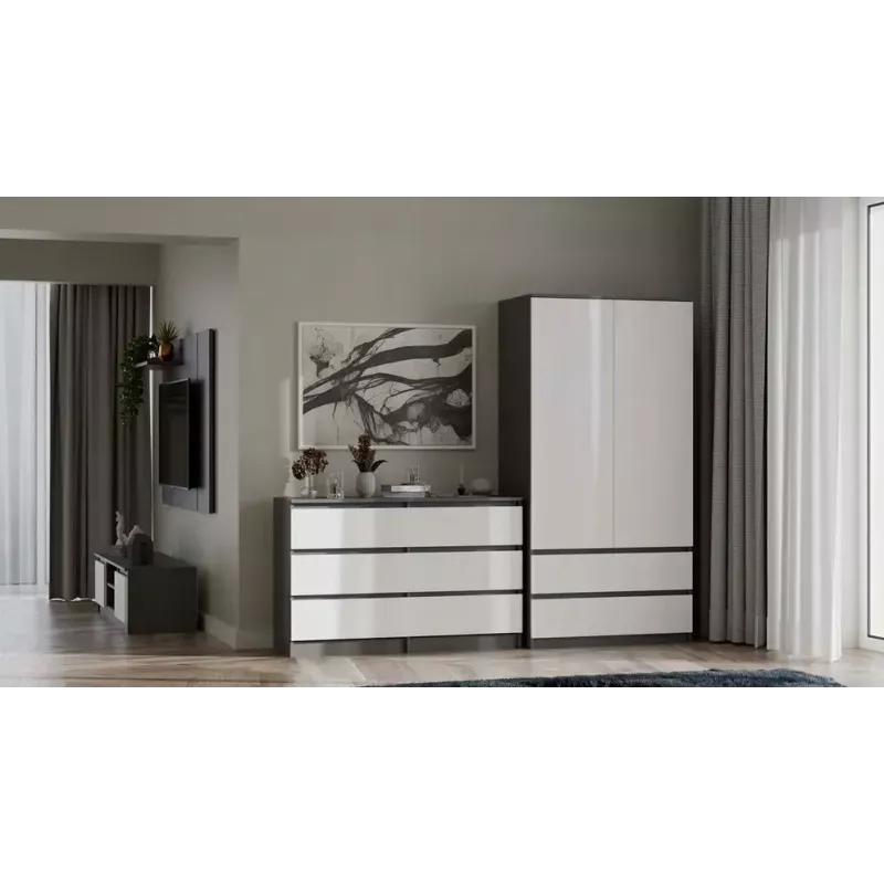 Chest of drawers Top E Shop MALWA M6 120 cm, 6 drawers, anthracite frame, white fronts