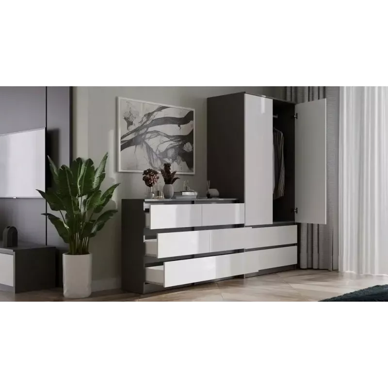 Chest of drawers Top E Shop MALWA M6 120 cm, 6 drawers, anthracite frame, white fronts