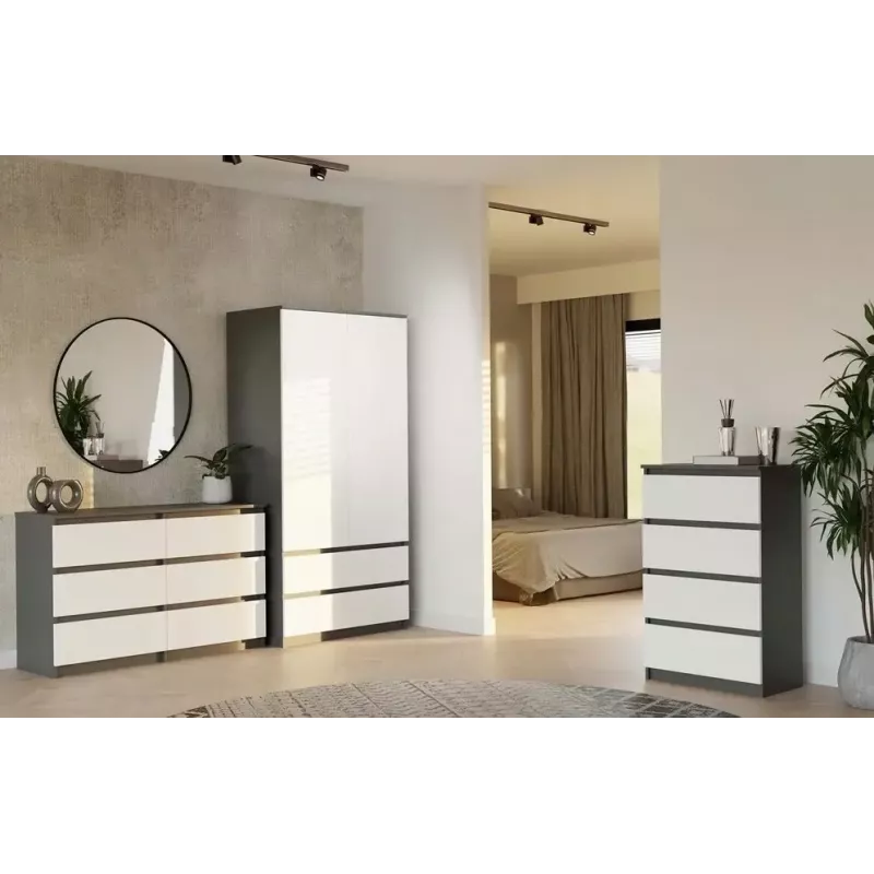 Chest of drawers Top E Shop MALWA M6 120 cm, 6 drawers, anthracite frame, white fronts