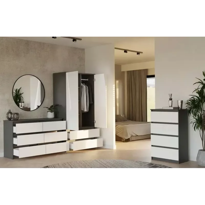 Chest of drawers Top E Shop MALWA M6 120 cm, 6 drawers, anthracite frame, white fronts