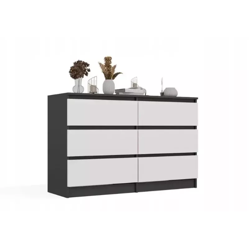 Chest of drawers Top E Shop MALWA M6 120 cm, 6 drawers, anthracite frame, white fronts