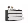 Chest of drawers Top E Shop MALWA M6 120 cm, 6 drawers, anthracite frame, white fronts