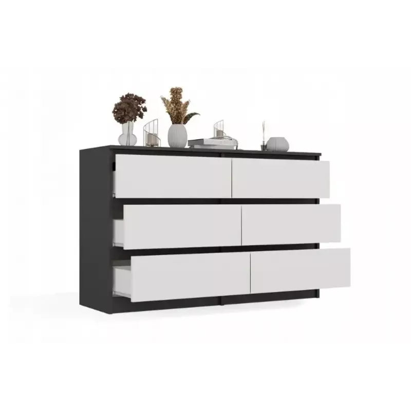 Chest of drawers Top E Shop MALWA M6 120 cm, 6 drawers, anthracite frame, white fronts