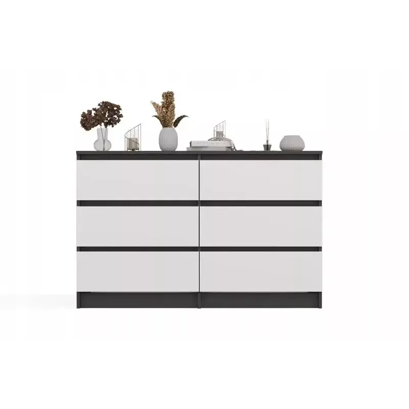 Chest of drawers Top E Shop MALWA M6 120 cm, 6 drawers, anthracite frame, white fronts
