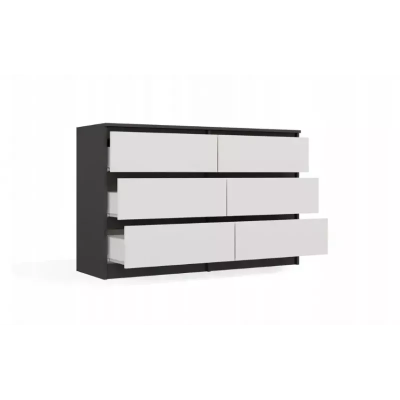 Chest of drawers Top E Shop MALWA M6 120 cm, 6 drawers, anthracite frame, white fronts
