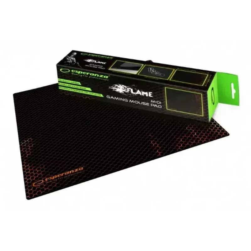 Mouse pad ESPERANZA EGP101R — gaming polyester, size S 250×200×2 mm, non-slip base, orange patterned surface