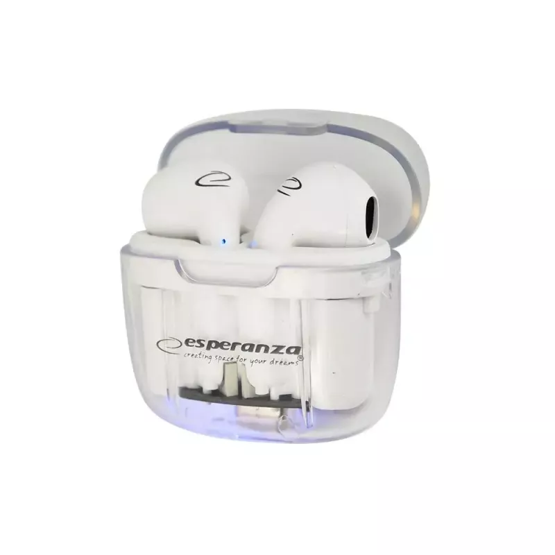 Wireless in-ear headphones ESPERANZA EH237W — Bluetooth 5.3, touch control, 3–4 h battery, white