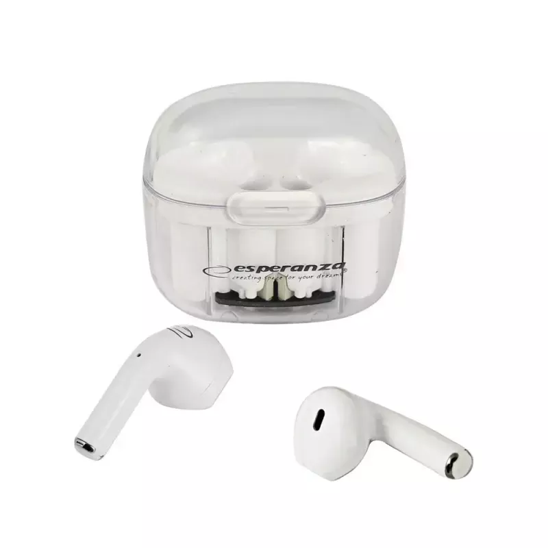 Wireless in-ear headphones ESPERANZA EH237W — Bluetooth 5.3, touch control, 3–4 h battery, white