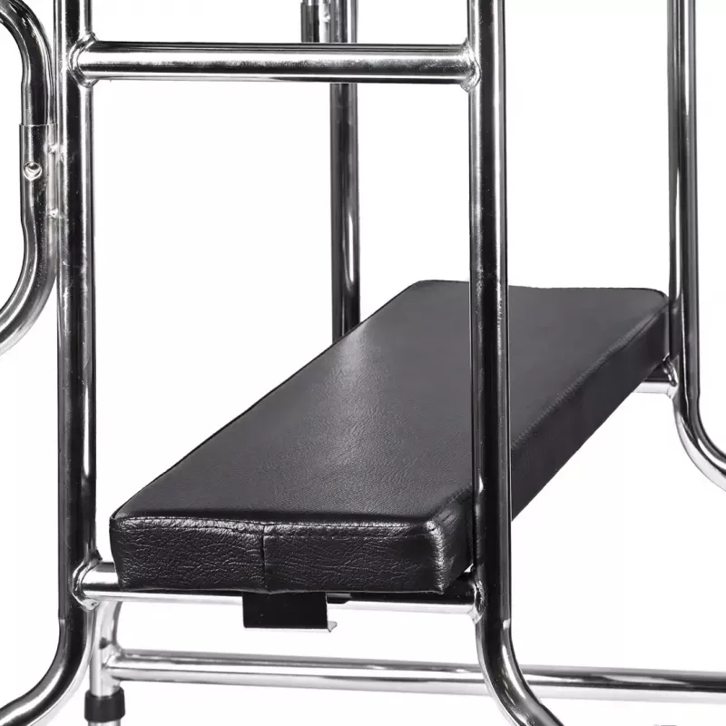 Rehabilitation high walker ActionMed B200AM — standing support with seat, 4 wheels, adjustable height 100–125 cm, max load 120 kg, frame width 65 cm