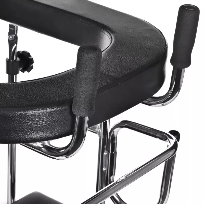 Rehabilitation high walker ActionMed B200AM — standing support with seat, 4 wheels, adjustable height 100–125 cm, max load 120 kg, frame width 65 cm