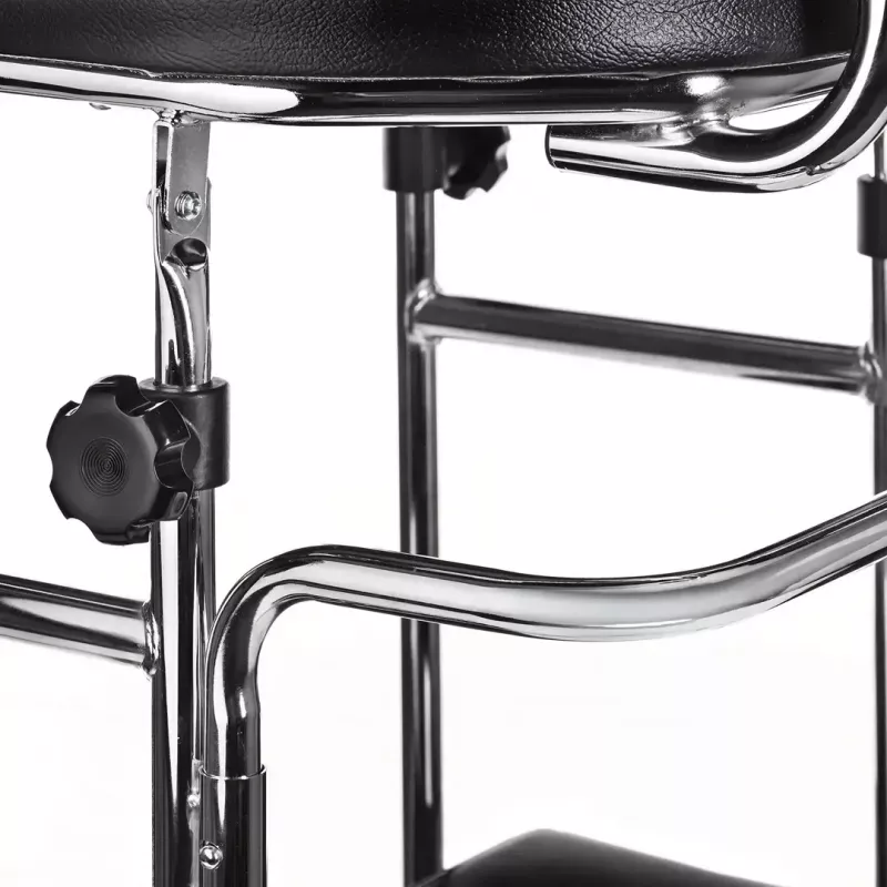 Rehabilitation high walker ActionMed B200AM — standing support with seat, 4 wheels, adjustable height 100–125 cm, max load 120 kg, frame width 65 cm