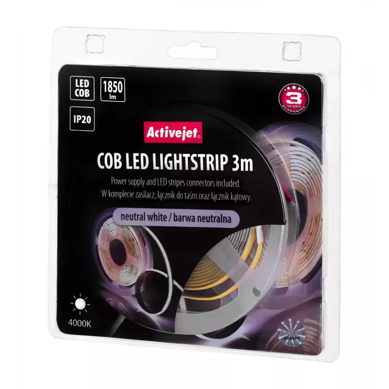 Universal strip light ActiveJet AJE-COB 3 m Neutral white 1850 lm 19 W IP20