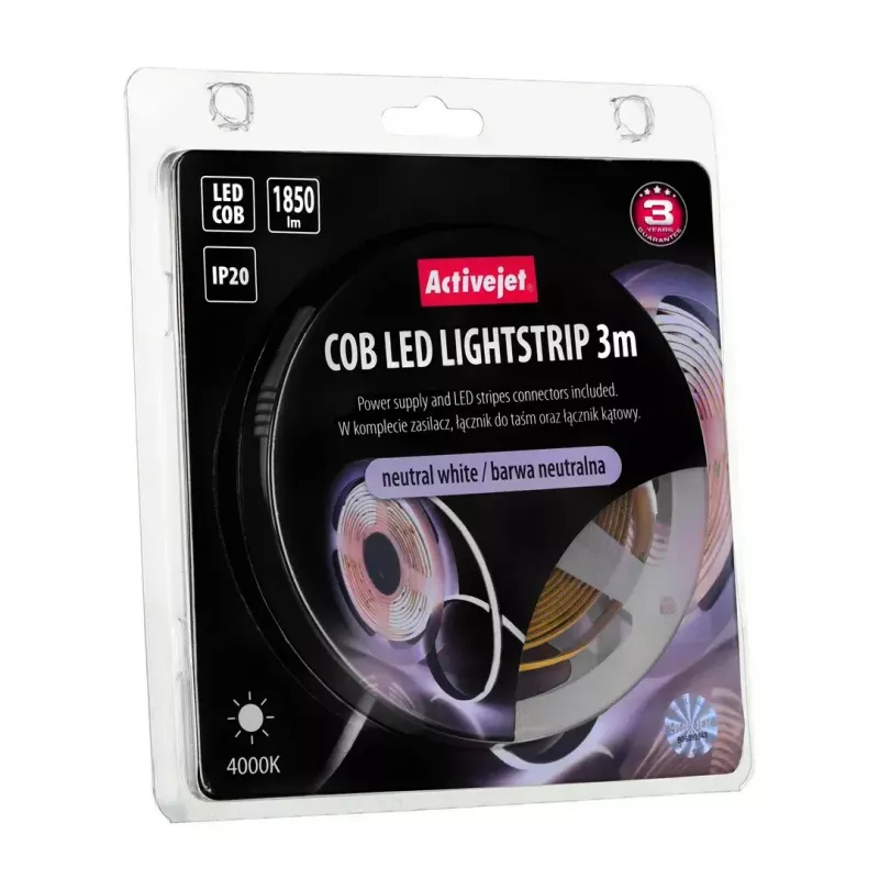 Universal strip light ActiveJet AJE-COB 3 m Neutral white 1850 lm 19 W IP20
