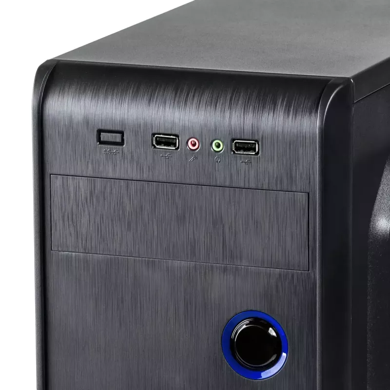 PC case Akyga AK939BL Midi Tower — ATX/Micro-ATX support, 3×3.5 inch + 3×2.5 inch bays, GPU up to 385 mm, USB 2.0