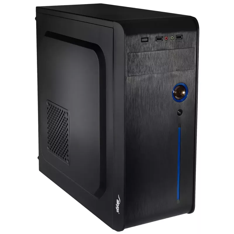 PC case Akyga AK939BL Midi Tower — ATX/Micro-ATX support, 3×3.5 inch + 3×2.5 inch bays, GPU up to 385 mm, USB 2.0
