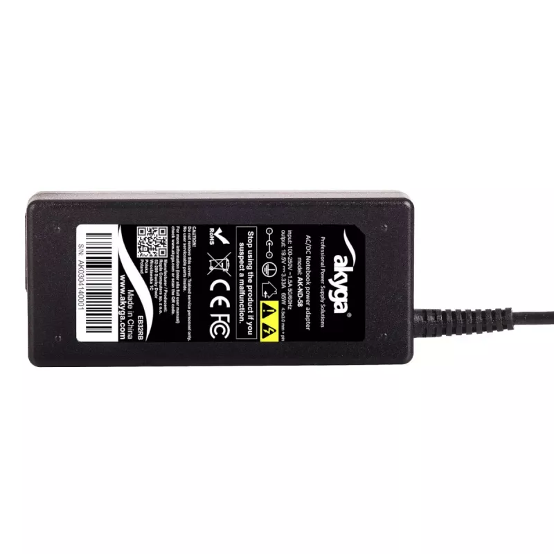 Power adapter Akyga AK-ND-58, black, AC power source, for laptops, indoor, 0.2 kg