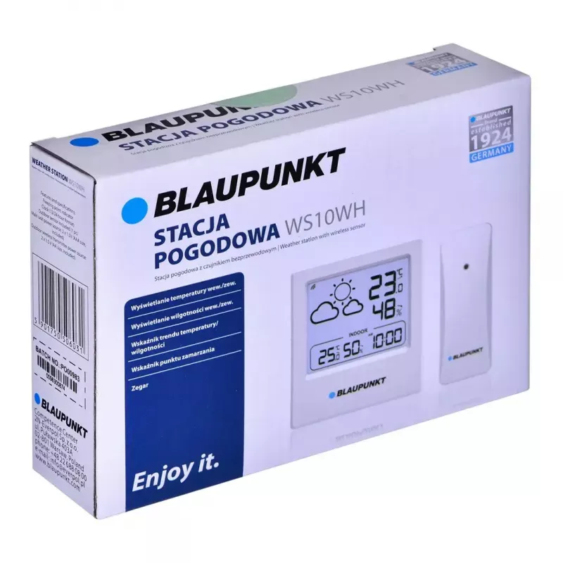 Weather station BLAUPUNKT WS10WH — wireless indoor/outdoor temperature and humidity monitor