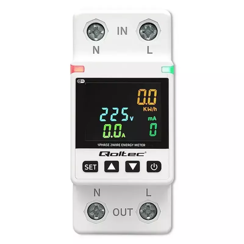 Single-phase energy consumption meter QOLTEC 50981 DIN35 230V 50Hz