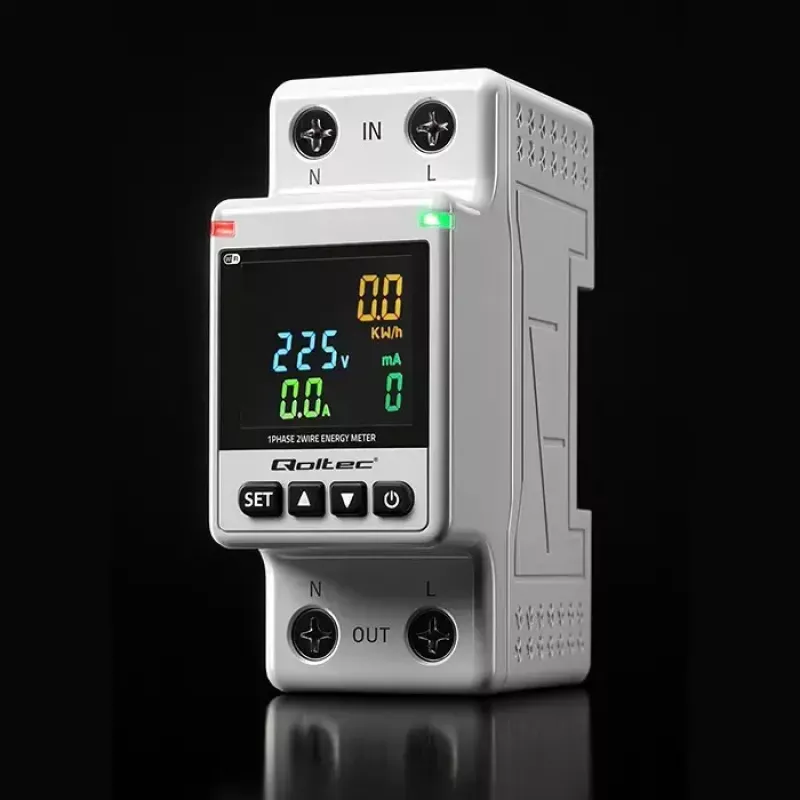 Single-phase energy consumption meter QOLTEC 50981 DIN35 230V 50Hz