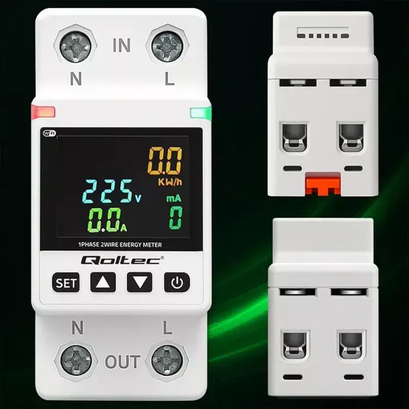 Single-phase energy consumption meter QOLTEC 50981 DIN35 230V 50Hz