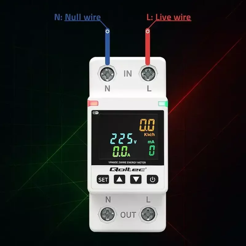 Single-phase energy consumption meter QOLTEC 50981 DIN35 230V 50Hz