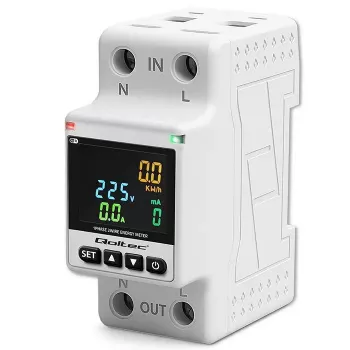 Single-phase energy consumption meter QOLTEC 50981 DIN35 230V 50Hz