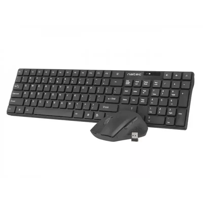 Wireless keyboard and mouse set NATEC Stingray NZB-1440 — RF wireless, full-size 108-key QWERTY, US English, black
