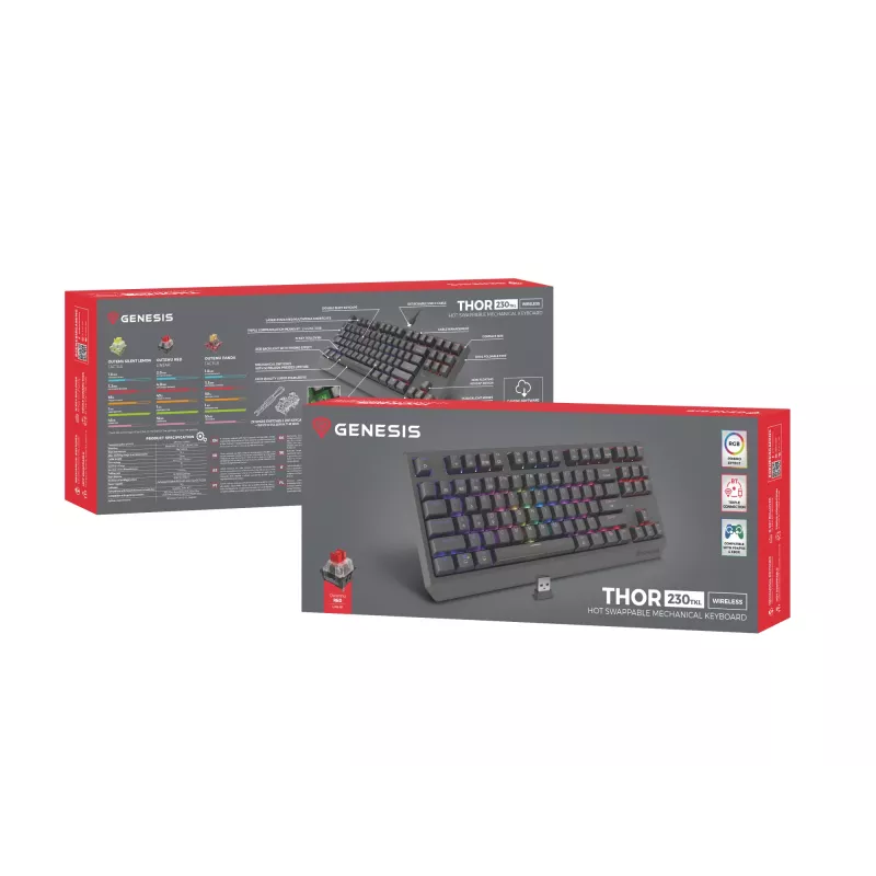 GENESIS Thor 230 TKL keyboard Gaming USB + RF Wireless + Bluetooth QWERTY Black