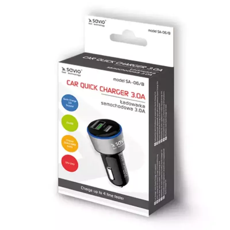Mobile device charger Savio SA-06/B Smartphone Black Cigar lighter Outdoor