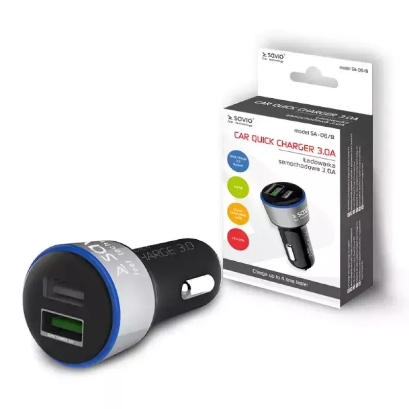 Mobile device charger Savio SA-06/B Smartphone Black Cigar lighter Outdoor