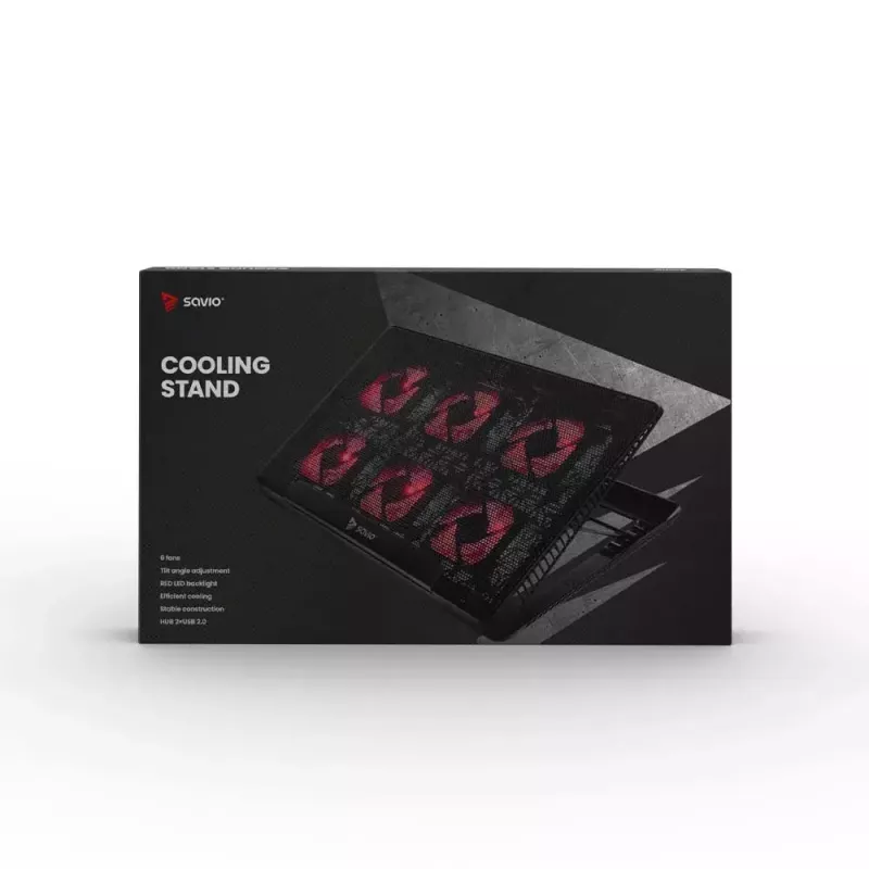 Laptop cooling pad SAVIO COS-01 with 6 backlit fans 2000 RPM, USB 2.0, for up to 17.3 inch screens