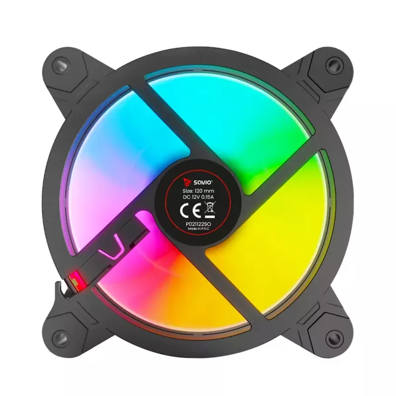 120mm ARGB Case Fan 4-pack SAVIO FAN-01 with Controller and Remote, 12 V, 1200 RPM, 25 dB (Black)