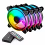 120mm ARGB Case Fan 4-pack SAVIO FAN-01 with Controller and Remote, 12 V, 1200 RPM, 25 dB (Black)