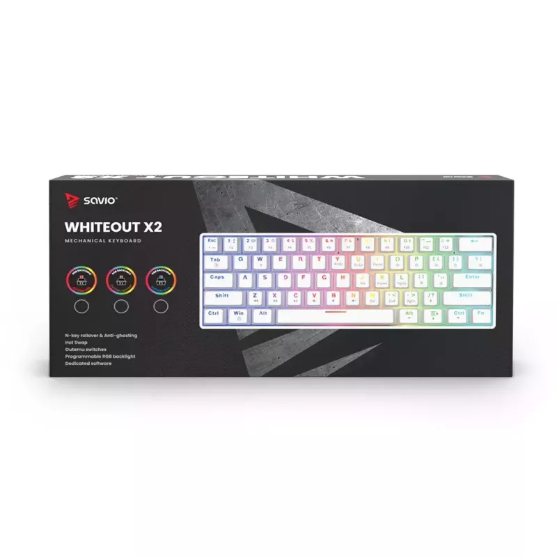Savio WHITEOUT X2 RED Gaming Keyboard USB QWERTY Mechanical 61 Keys