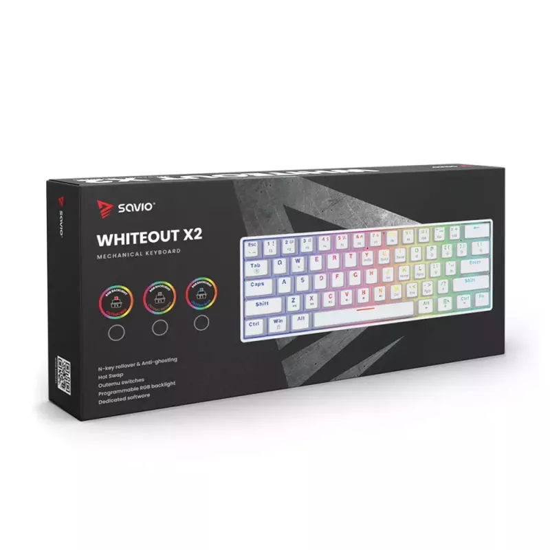 Savio WHITEOUT X2 RED Gaming Keyboard USB QWERTY Mechanical 61 Keys