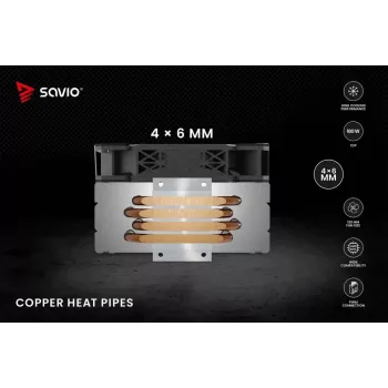 CPU air cooler SAVIO Vortex X2 Black – 120 mm fan, height 157 mm, PWM, LGA 2066 compatible