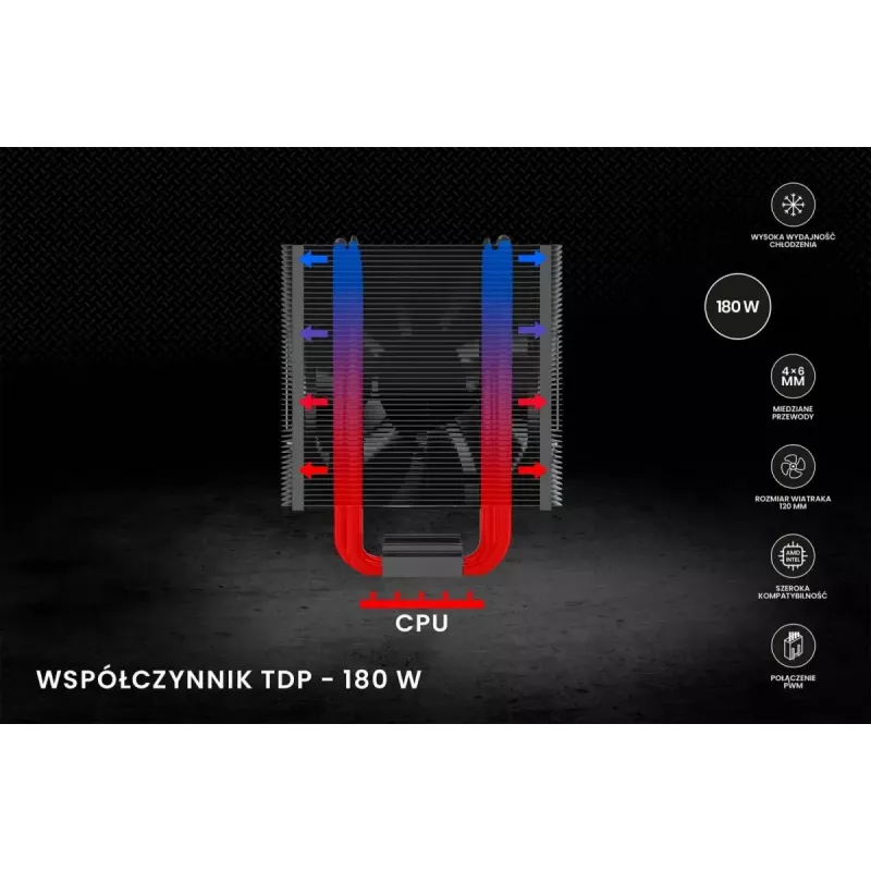 CPU air cooler SAVIO Vortex X2 Black – 120 mm fan, height 157 mm, PWM, LGA 2066 compatible
