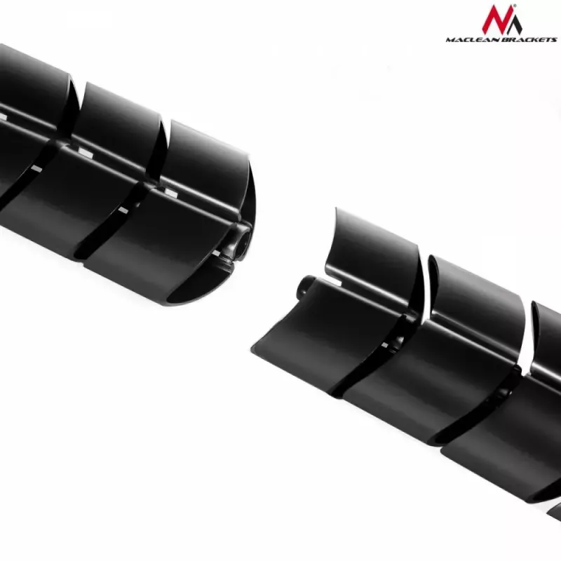 Cable organizer MACLEAN MC-768B — desk-mounted black cable management tray