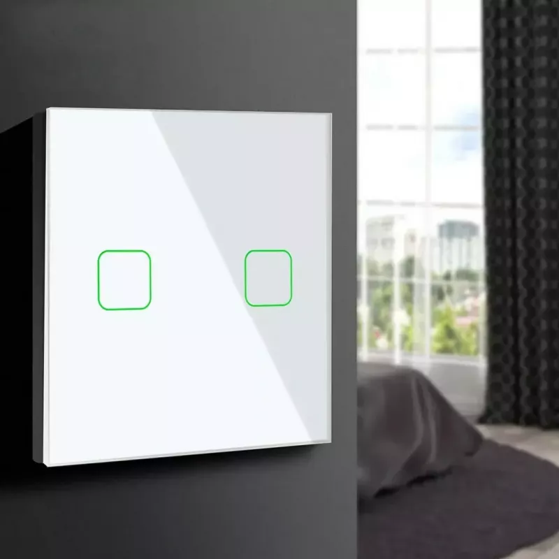 Touch light switch MACLEAN MCE703W, glass panel, 1 gang, 220V