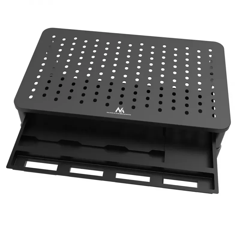 Laptop stand MACLEAN MC-946 for 13–32 inch devices, 3-level height (11/13/15 cm), drawer, black, up to 20 kg